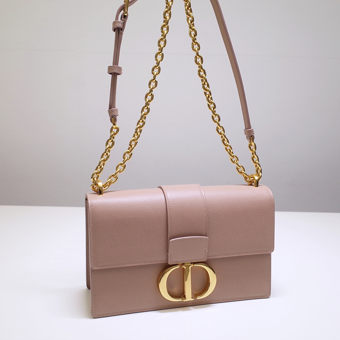 30 Montaigne Chain Bag Pink Grained Calfskin